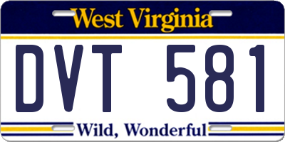 WV license plate DVT581