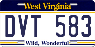 WV license plate DVT583