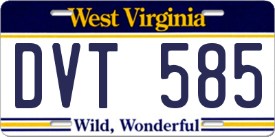 WV license plate DVT585