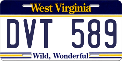 WV license plate DVT589