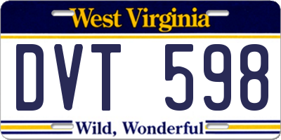 WV license plate DVT598