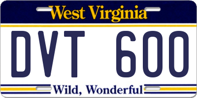 WV license plate DVT600