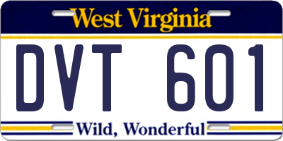 WV license plate DVT601