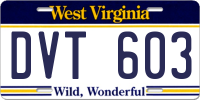 WV license plate DVT603