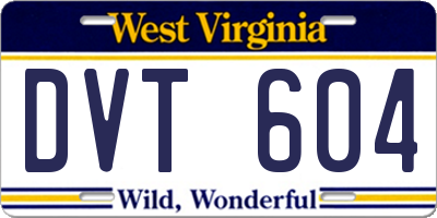 WV license plate DVT604