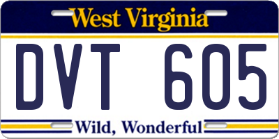 WV license plate DVT605