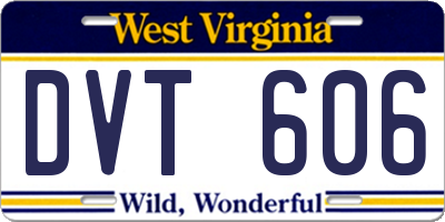 WV license plate DVT606