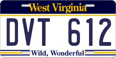 WV license plate DVT612
