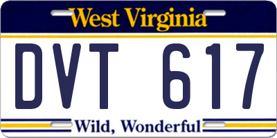 WV license plate DVT617