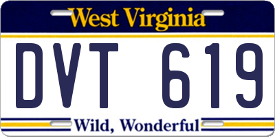 WV license plate DVT619