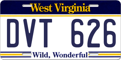 WV license plate DVT626