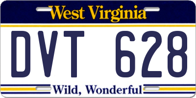WV license plate DVT628