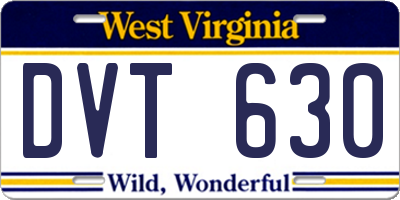 WV license plate DVT630