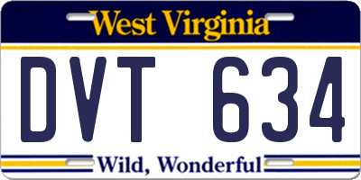 WV license plate DVT634