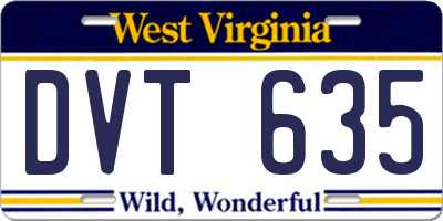 WV license plate DVT635