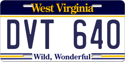 WV license plate DVT640