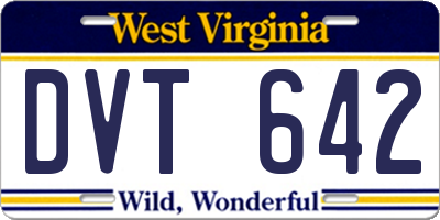 WV license plate DVT642