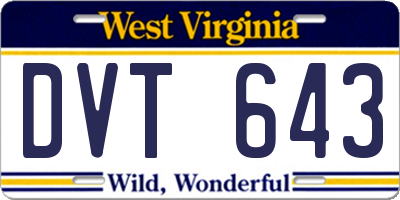 WV license plate DVT643