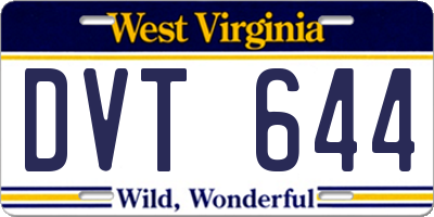 WV license plate DVT644