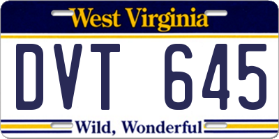 WV license plate DVT645