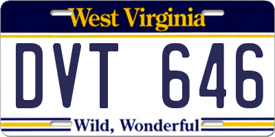 WV license plate DVT646
