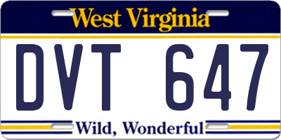 WV license plate DVT647