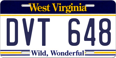 WV license plate DVT648