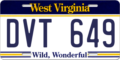 WV license plate DVT649