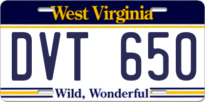 WV license plate DVT650