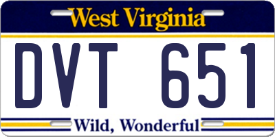 WV license plate DVT651