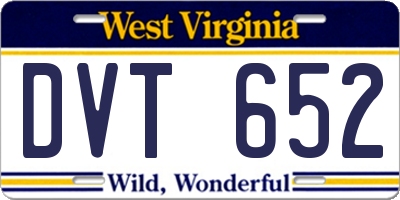 WV license plate DVT652