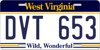 WV license plate DVT653
