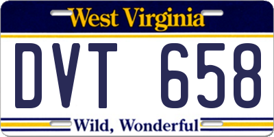 WV license plate DVT658