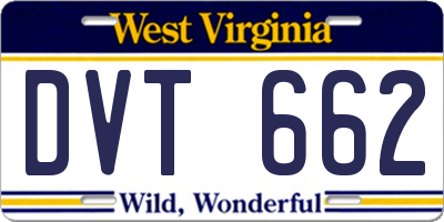 WV license plate DVT662