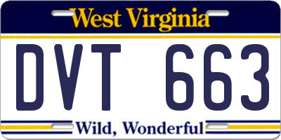 WV license plate DVT663