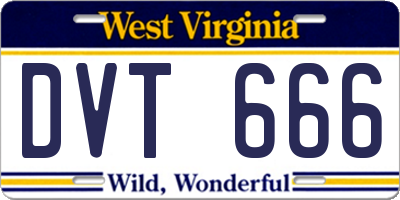 WV license plate DVT666