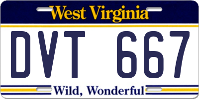 WV license plate DVT667