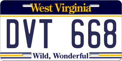 WV license plate DVT668