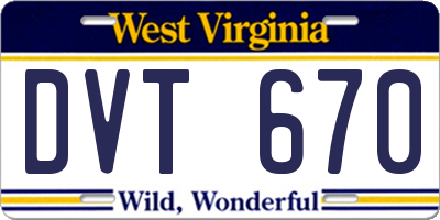 WV license plate DVT670
