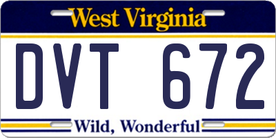 WV license plate DVT672