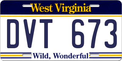 WV license plate DVT673