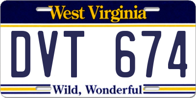 WV license plate DVT674