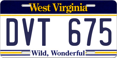 WV license plate DVT675