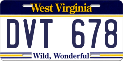 WV license plate DVT678