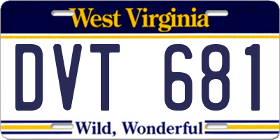 WV license plate DVT681
