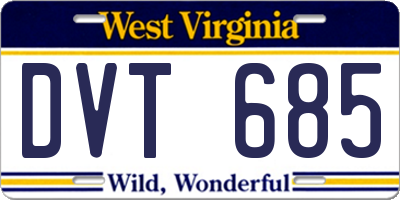 WV license plate DVT685