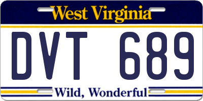 WV license plate DVT689