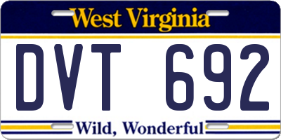 WV license plate DVT692