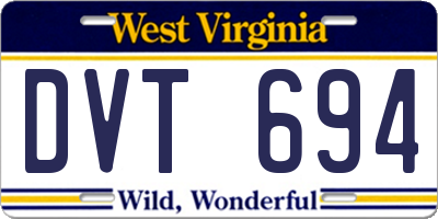 WV license plate DVT694