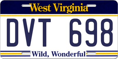 WV license plate DVT698